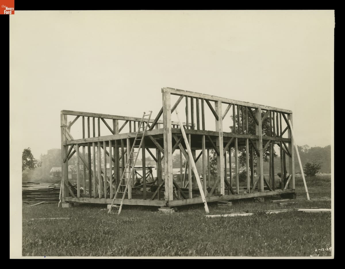 Rebuilding the Plymouth Carding Mill (now Gunsolly Carding Mill) in Greenfield Village, June 1929