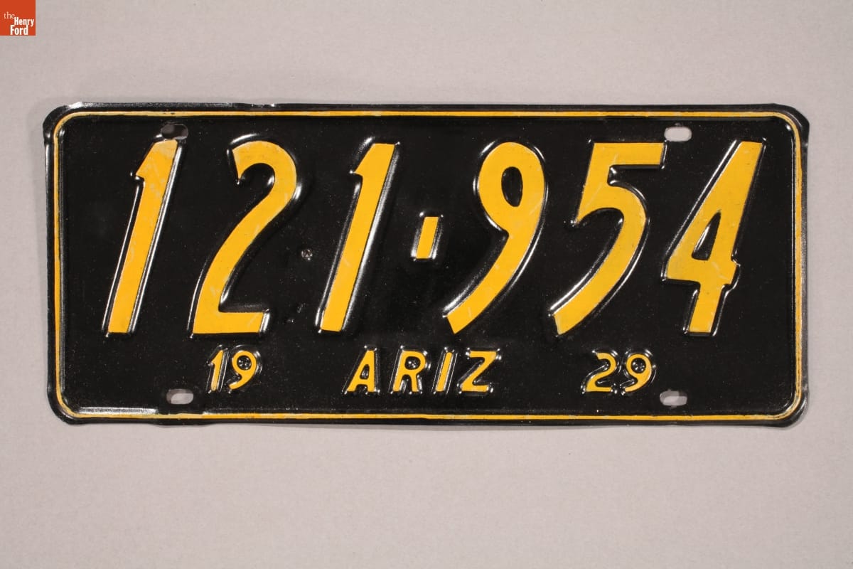 Arizona License Plate, 1929