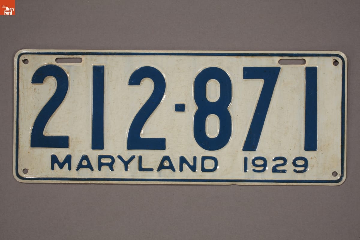 Maryland License Plate, 1929
