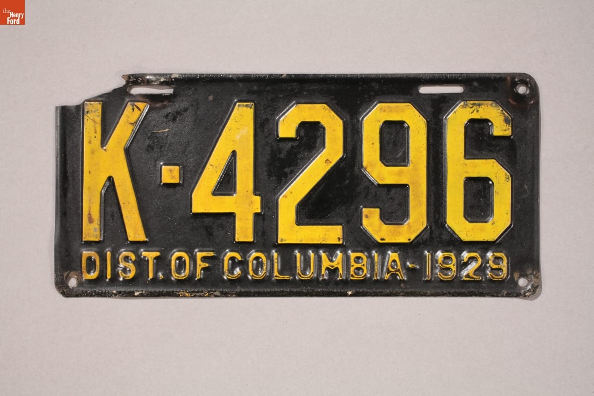District of Columbia License Plate, 1929
