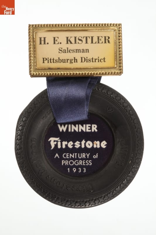 Firestone Salesman's Badge from Century of Progress Exposition, 1933