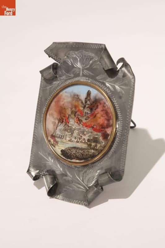 Souvenir Painting of Columbian Exposition Cold Storage Building Fire, 1893