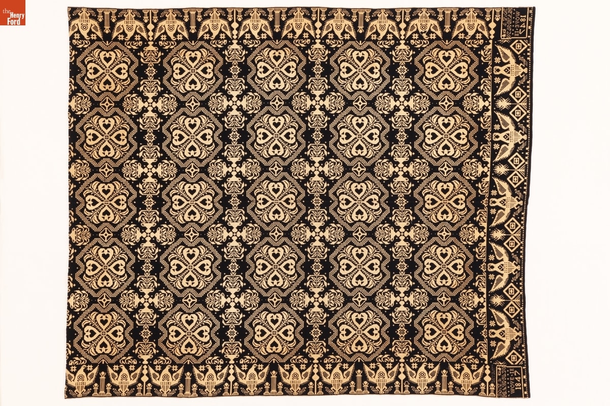 Coverlet Woven for Warren W. Allen and Ann E. Allen, 1847