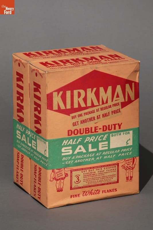Kirkman Double-Duty Soap Flakes, Half Price Sale, 1947-1955