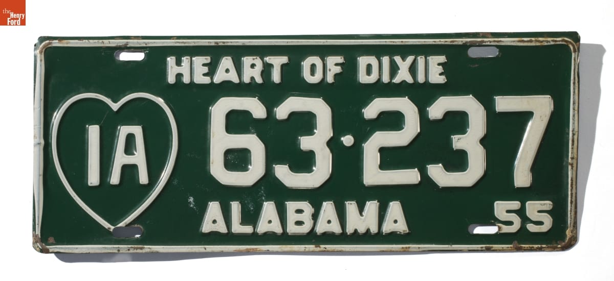 Alabama "Heart of Dixie" License Plate, 1955