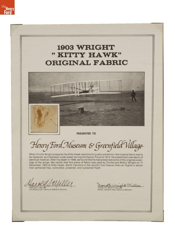 Fabric Sample from the 1903 Wright Flyer