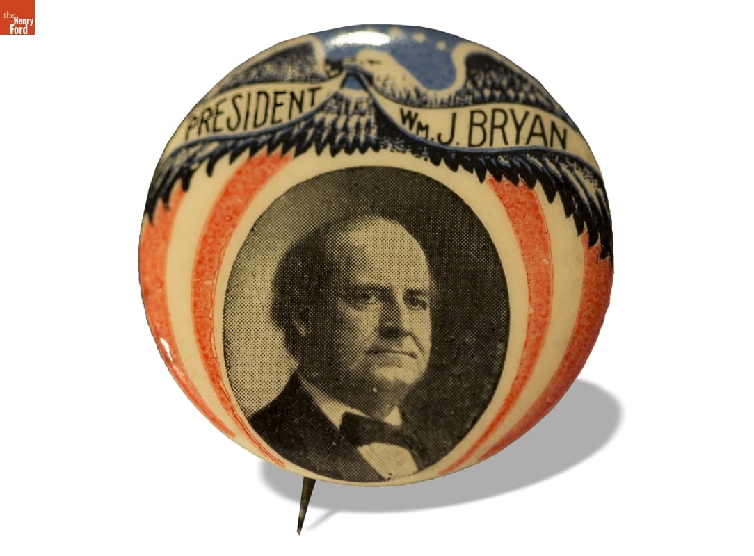 William Bryan Campaign Button, 1896, 1900, 1908