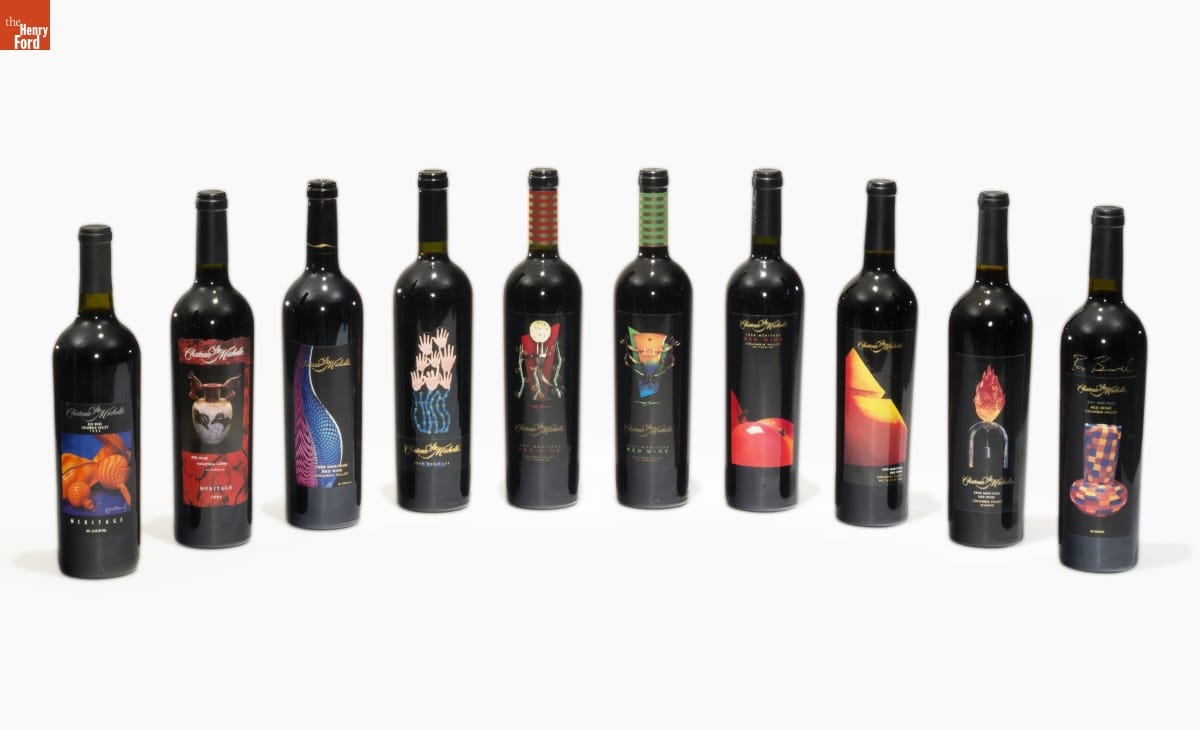 Chateau Ste. Michelle "Artist Series" Wine Bottles, Honoring Studio Glass Artists, 1993-1999