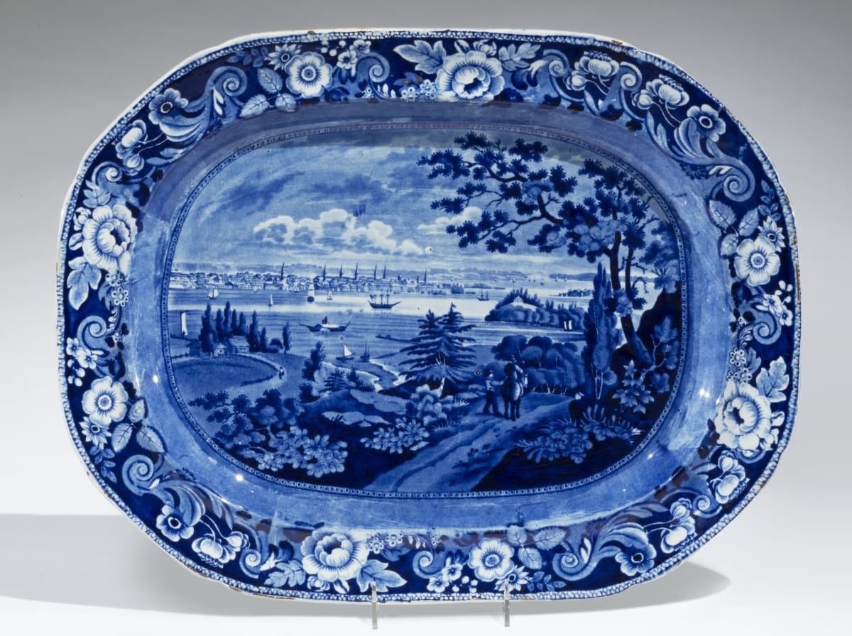 Platter, "View of New York Harbor from Weehawken, New Jersey," circa 1825
