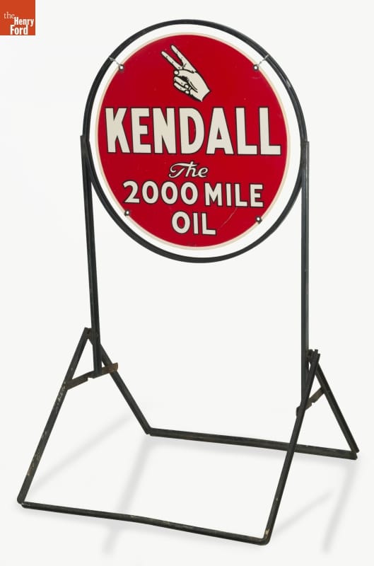 Kendall Motor Oil Sign with Stand, 1935-1950