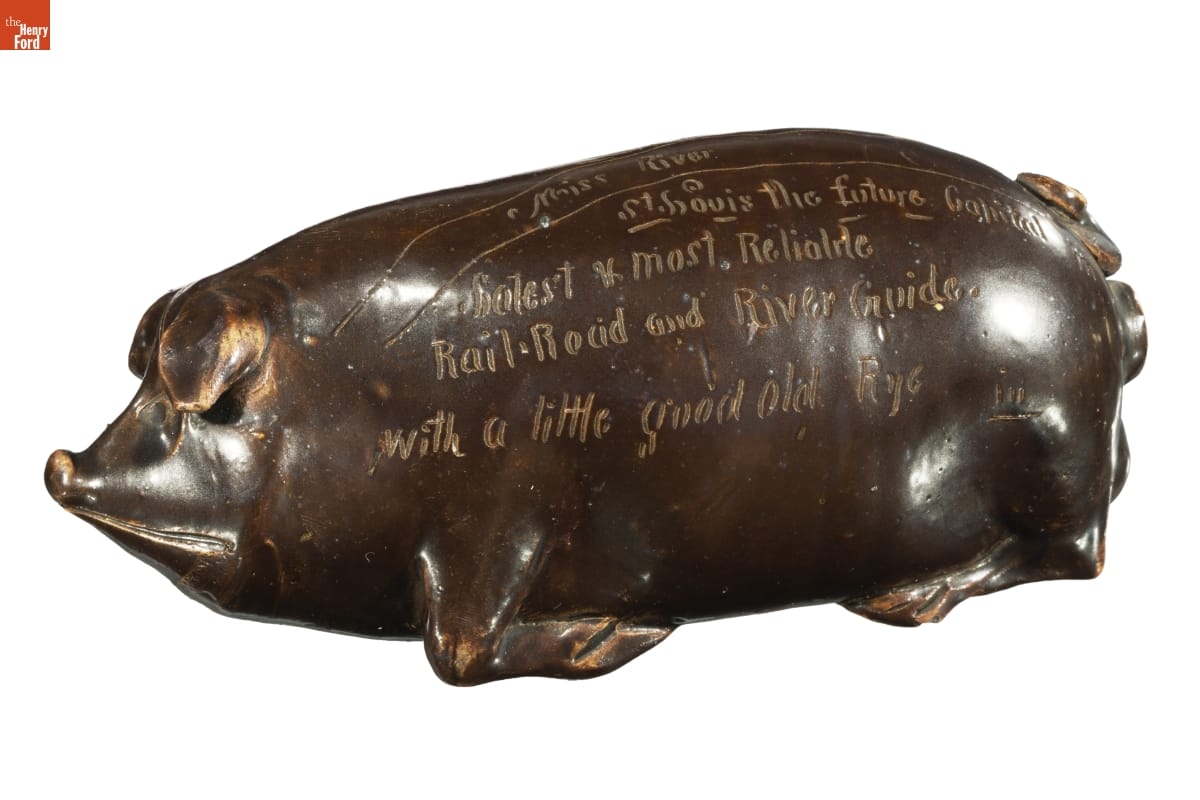 Anna Pottery Pig Flask, circa 1870