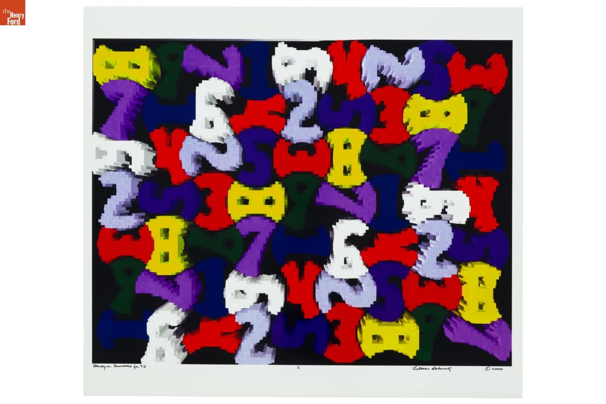 "Study in Numbers for 3D" by Lillian F. Schwartz, 2000