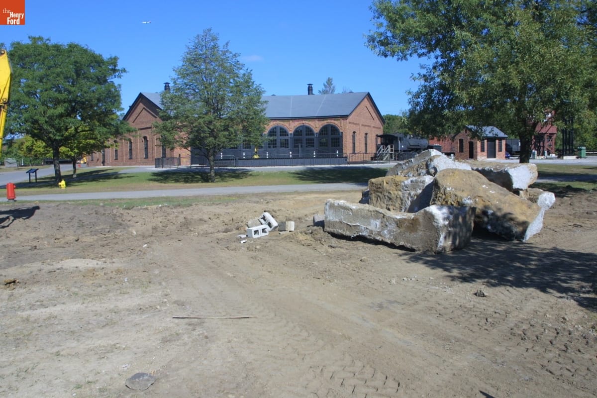 Richart Wagon Shop Former Site during the Greenfield Village Restoration Project, September 2002