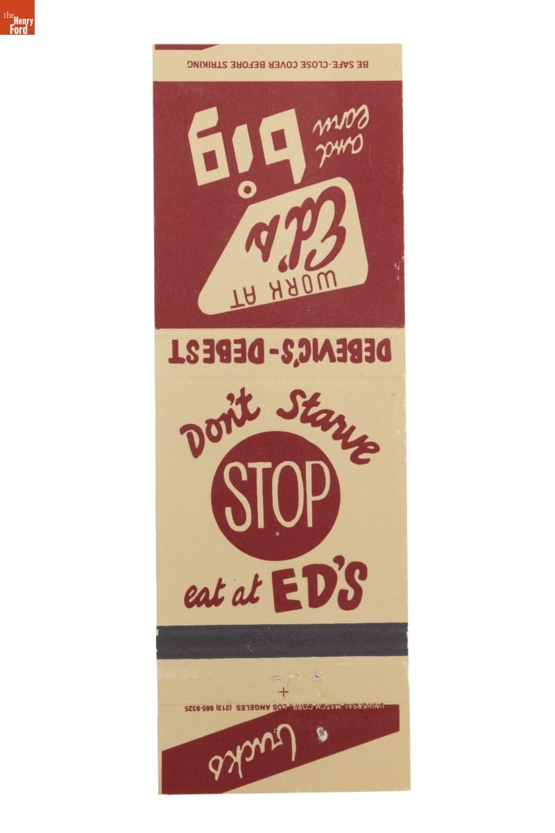 Ed Debevic's Diner Matchbook, 1984-1995