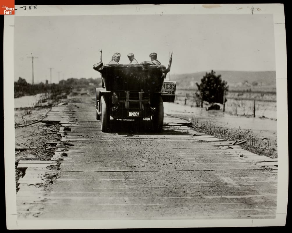 Driving Down a Wooden Road, circa 1920