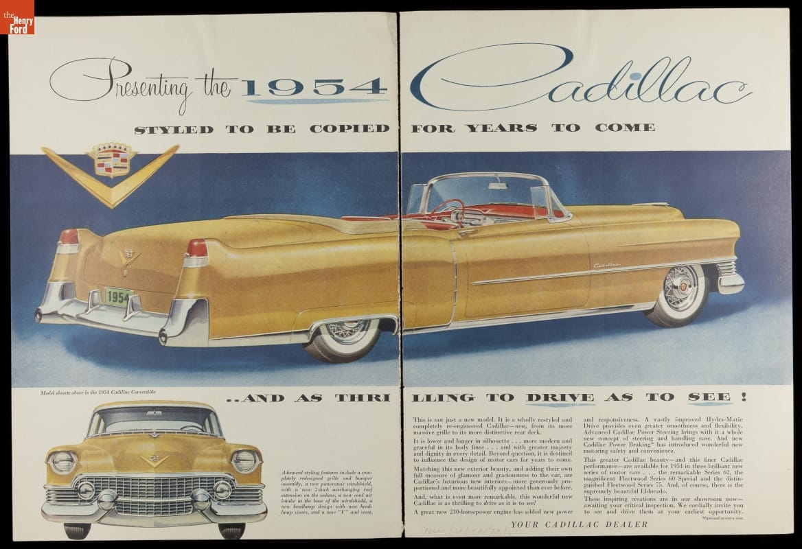 Advertisement, "Styled To Be Copied For Years To Come," Cadillac, 1954