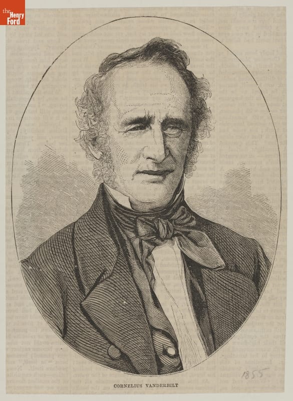 Wood Engraving, Portrait of Cornelius Vanderbilt, circa 1855