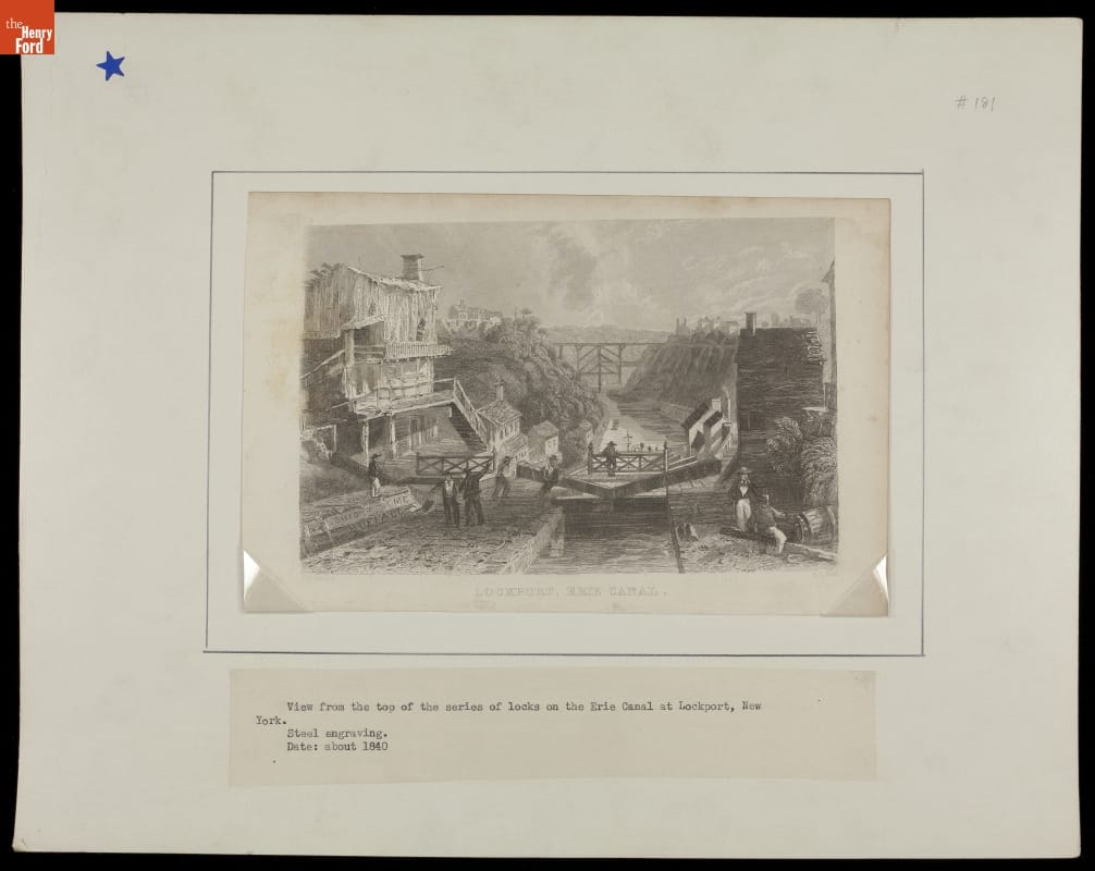 Locks on the Erie Canal at Lockport, New York, circa 1840