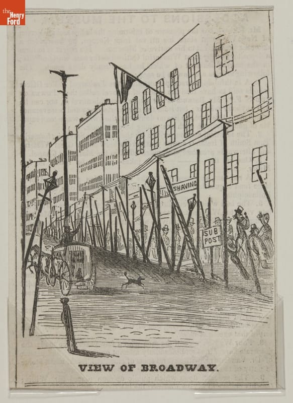 Wood Engraving, "View of Broadway," circa 1845