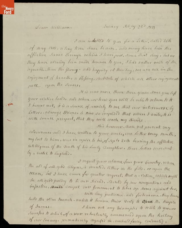 Letter from Abigail Adams to Her Grandson, William Steuben Smith, 1813
