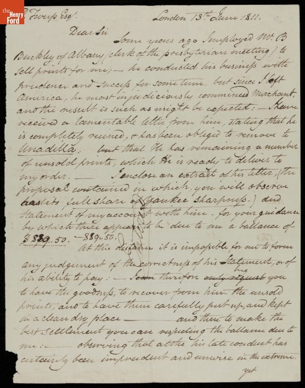Letter from John Trumbull to Robert Troup, London, England, 1811