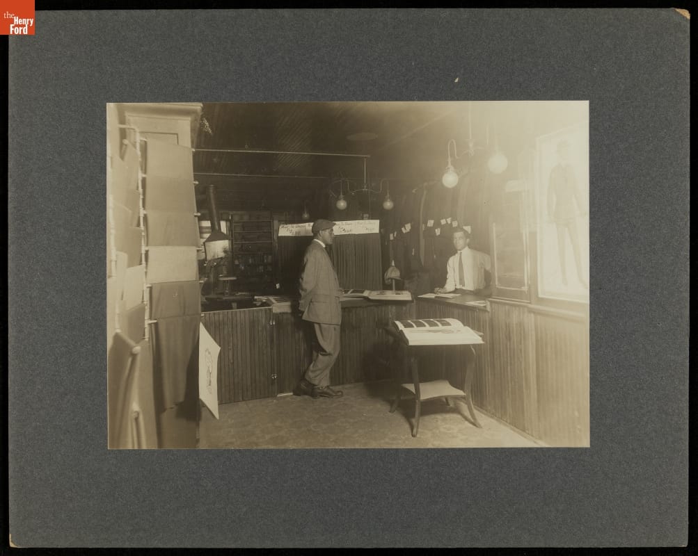 Customer inside Tailor Shop, circa 1910
