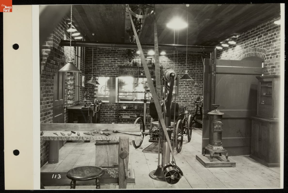 Quadricycle inside Replica of Henry Ford's Workshop, Century of Progress International Exposition, Chicago, Illinois, 1934