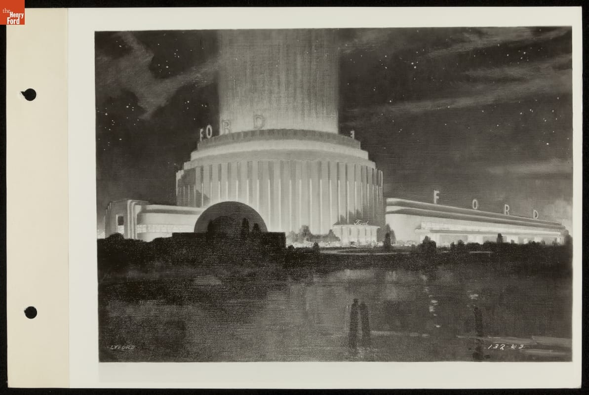 Artist's Rendering of Ford Exhibition Building, Century of Progress International Exposition, Chicago Illinois, 1934