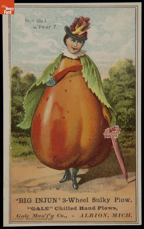 Trade Card for Sulky Plows & Chilled Hand Plows, "How do I a'Pear?," 1887