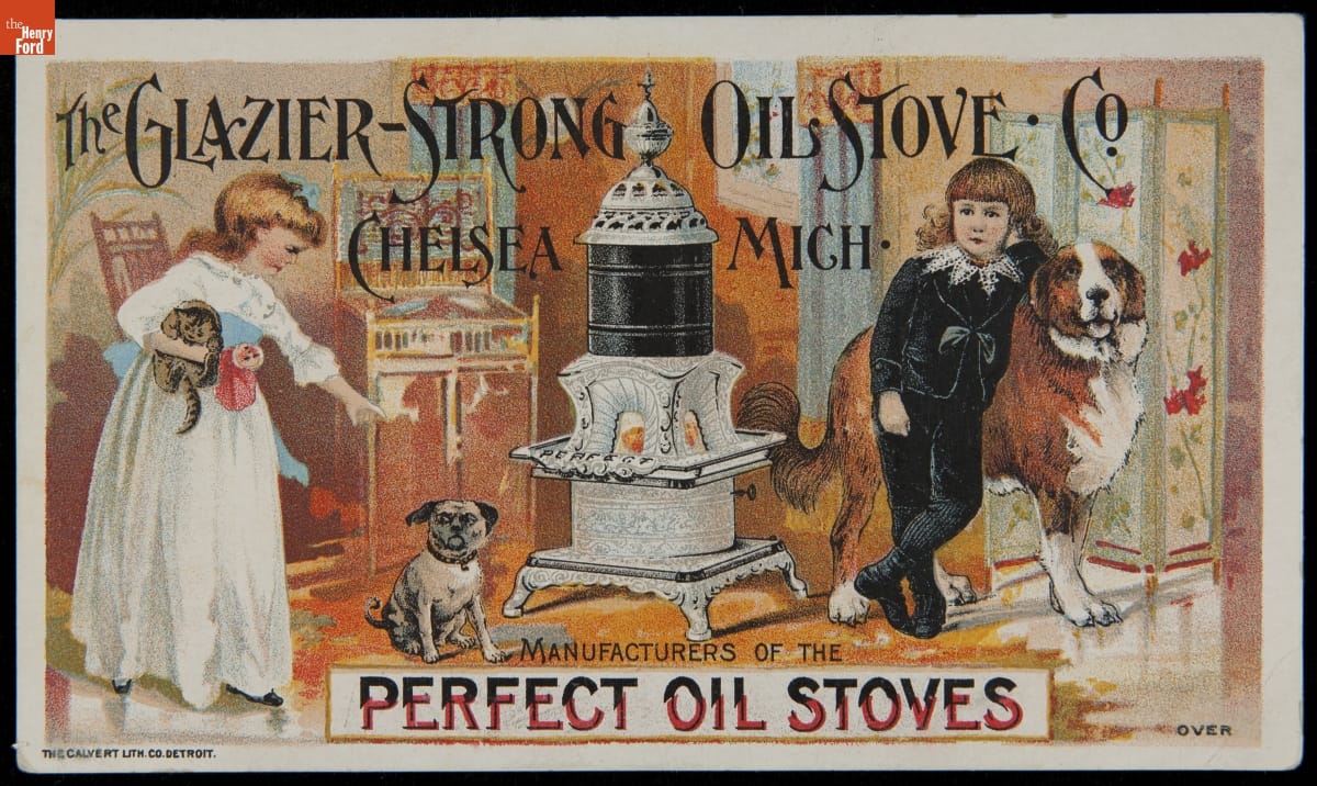 Trade Card for Perfect Oil Stoves, Glazier-Strong Oil Stove Company, 1890-1900