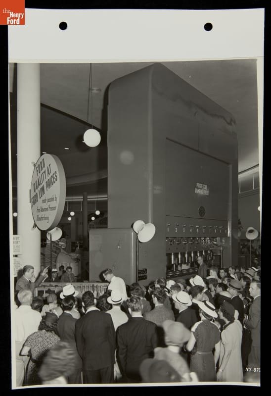 Crowds near Punch Press, Ford Exposition, New York World's Fair, 1939