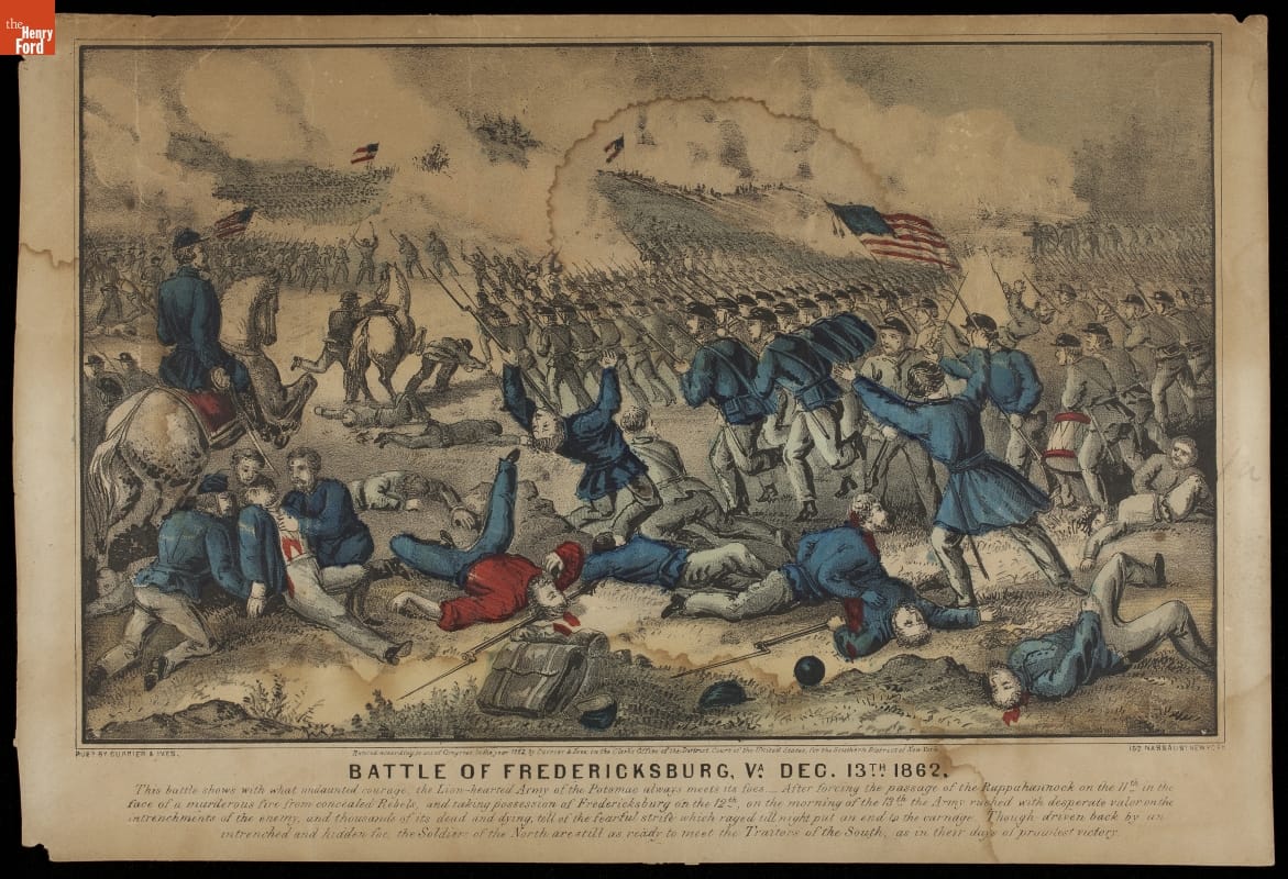 Lithograph, "Battle of Fredericksburg," Made 1863-1872