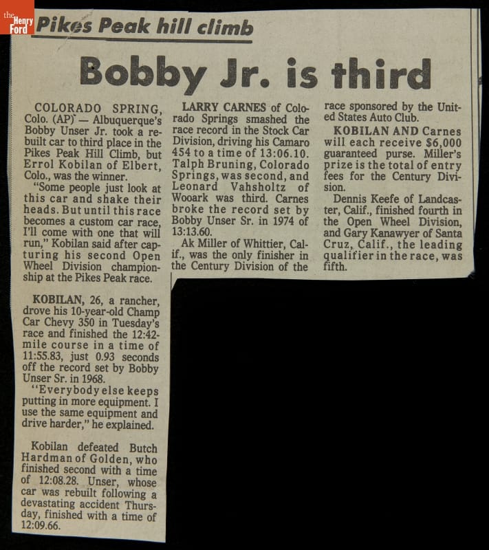 Bobby Unser Collection--Photographs--Family--Bobby Unser Jr.--Item133