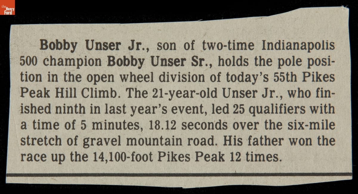 Bobby Unser Collection--Photographs--Family--Bobby Unser Jr.--Item143
