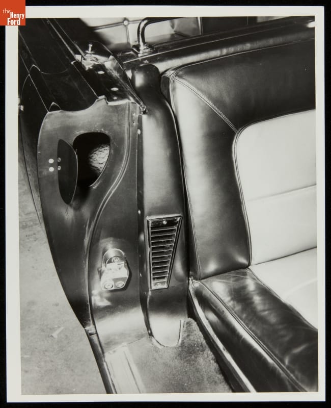 Lincoln Continental Presidential Limousine Customization, Chauffeur Partition Hatch in Front Door Jamb, 1961