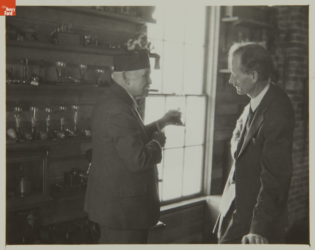 Francis Jehl with Balloonist Jean Piccard at Menlo Park Laboratory, November 1933