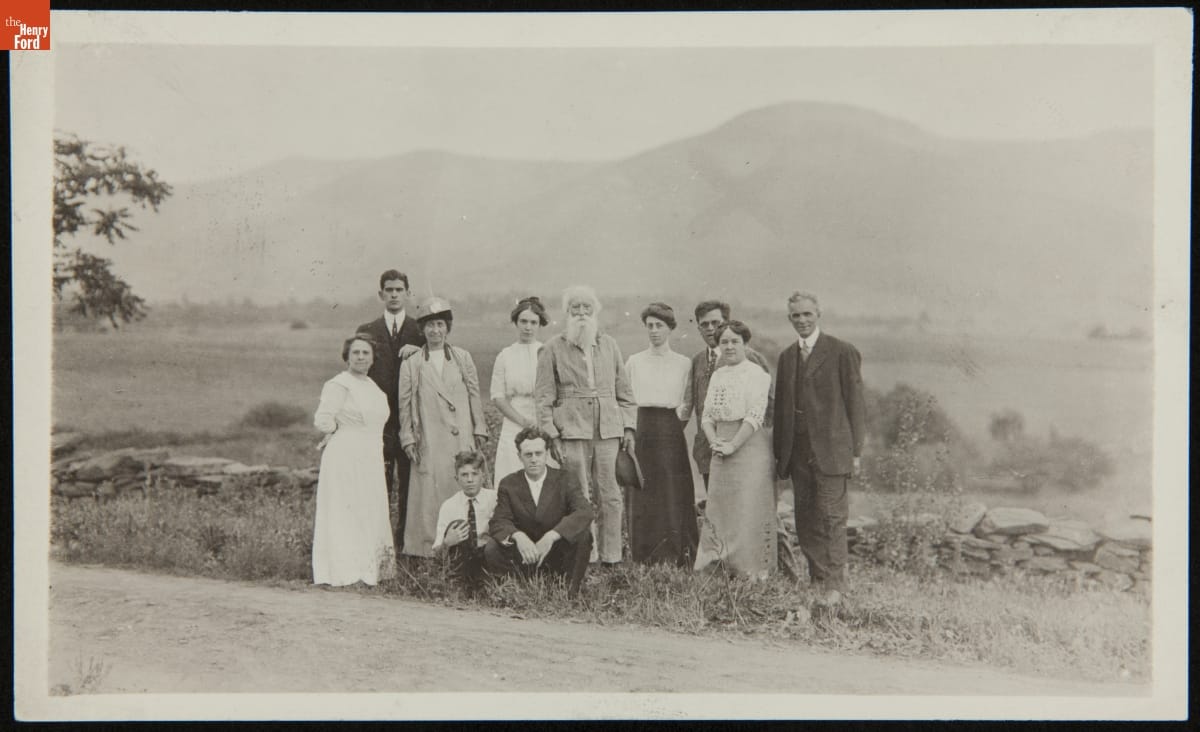 Clara Barrus, John Burroughs, Clara Ford, Henry Ford and Others, Possibly at Catskill Mountains, 1913