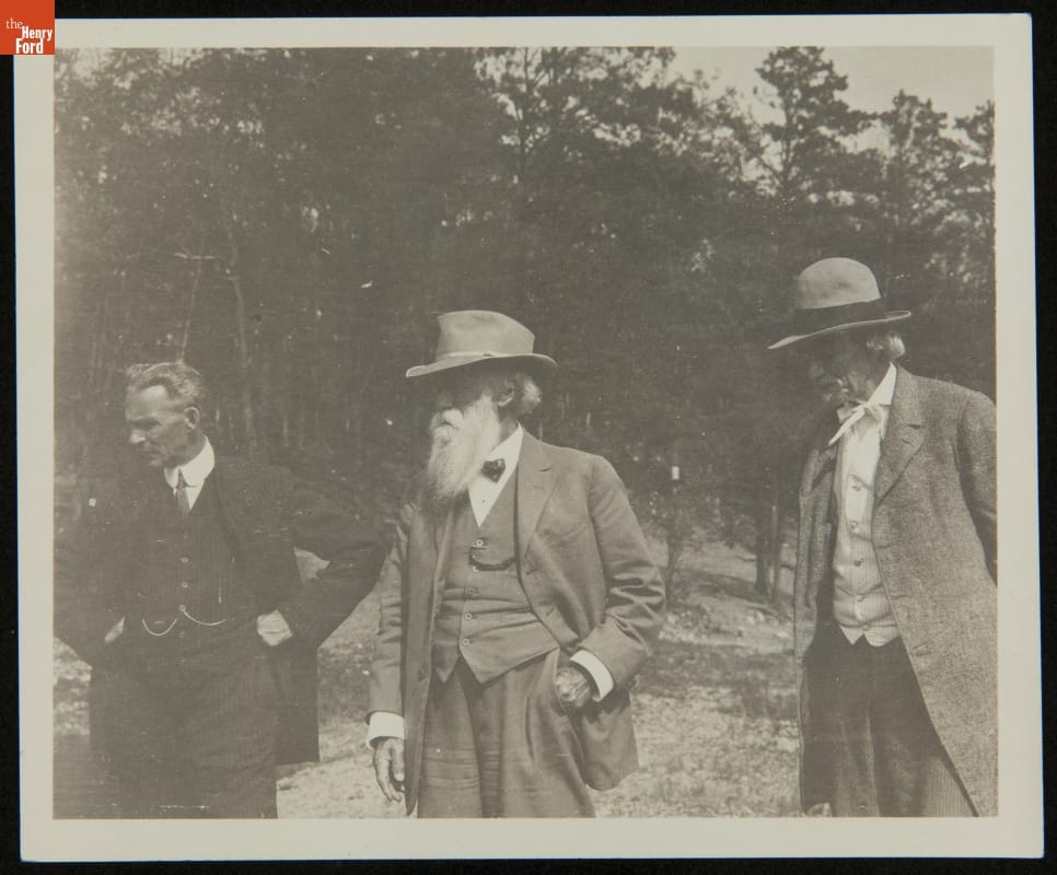 Henry Ford, John Burroughs and Frank B. Sanborn at Walden Pond, 1913