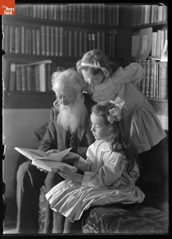 John Burroughs with Granddaughters Ursula and Elizabeth at Riverby, circa 1910