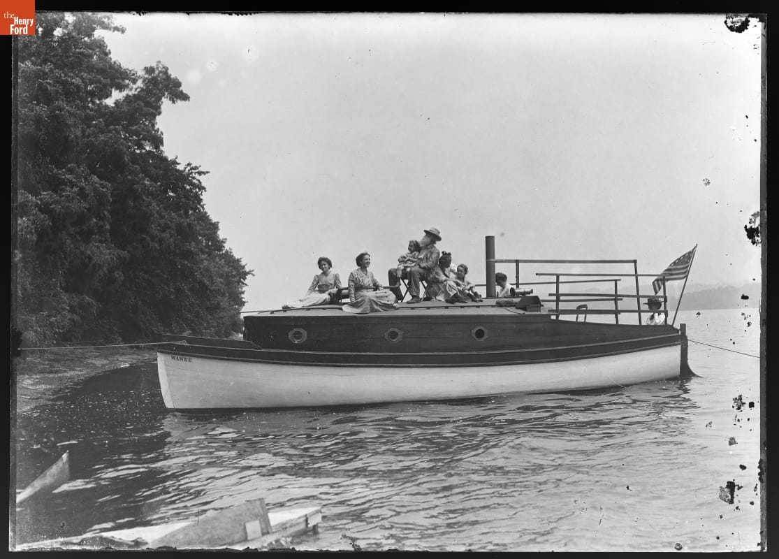 John Burroughs, Family, and Friends on Board 'The Wawee,' 1907