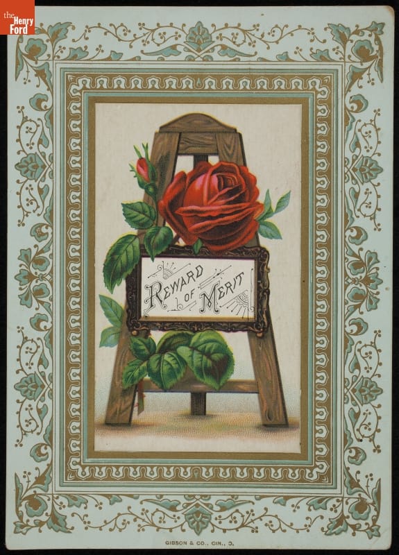 School Reward of Merit Given to Belle Forkner, 1850-1895