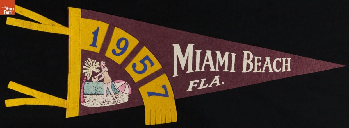 Pennant, "Miami Beach, Fla.," 1957