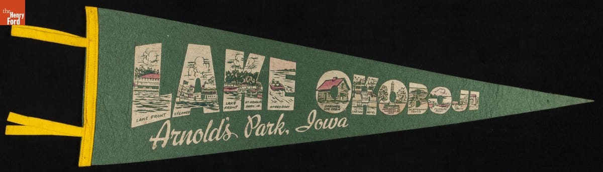 Pennant, "Lake Okoboji, Arnold's Park, Iowa," 1940-1965