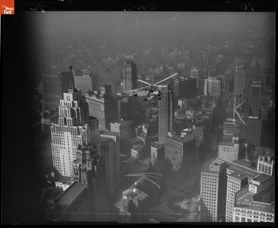 Detroit News--Autogiro--Over Downtown Detroit--Item 17