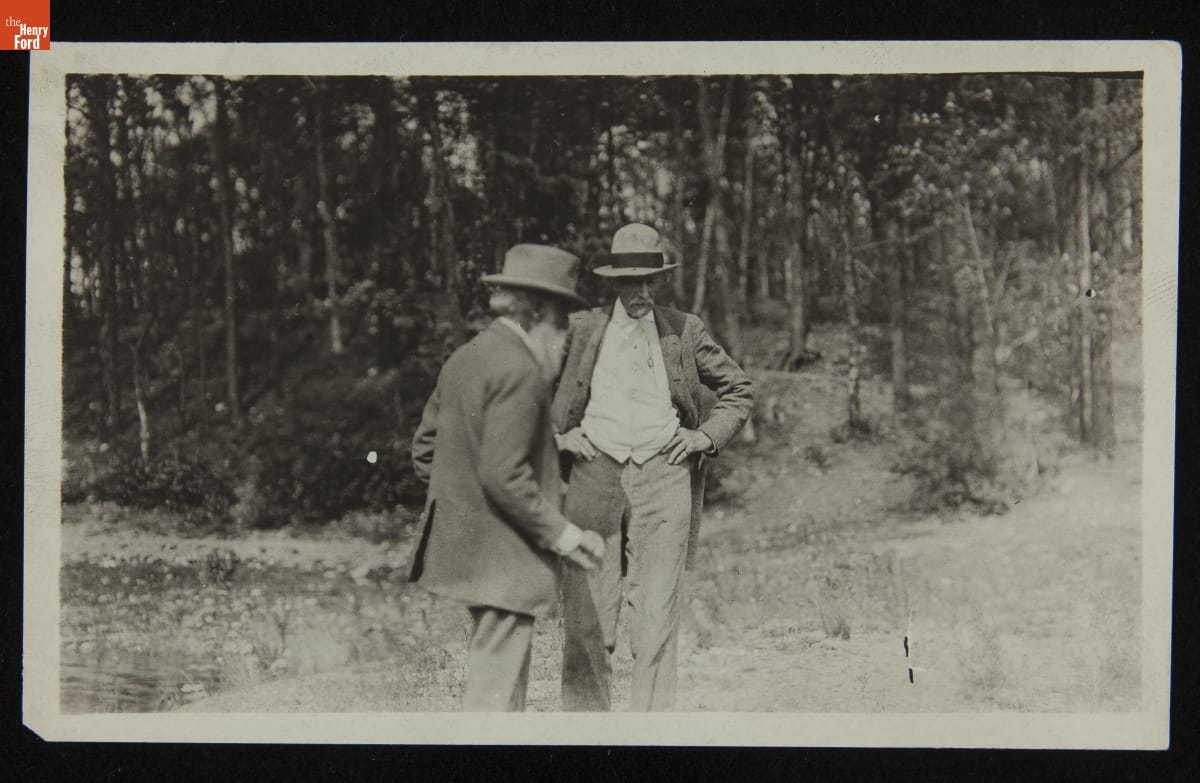 John Burroughs and Frank Sanborn at Walden Pond, 1913