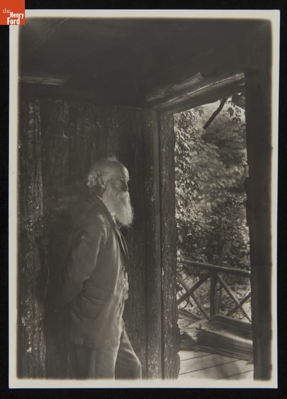 John Burroughs inside Slabsides, circa 1915