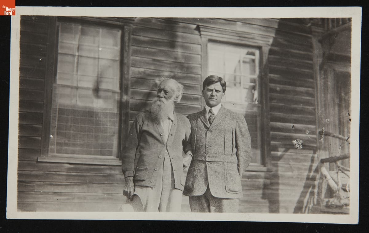 John Burroughs and Glen Buck, Woodchuck Lodge, 1913