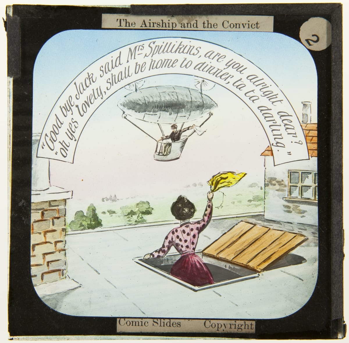 Lantern Slide, "The Airship and the Convict," 1890-1899