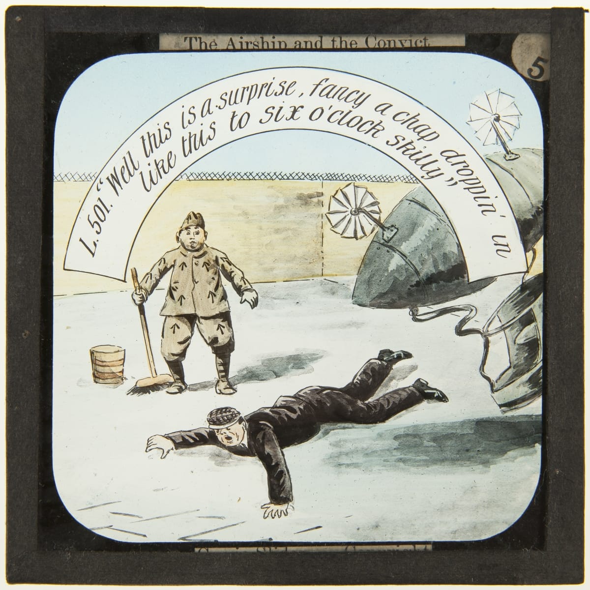 Lantern Slide, "The Airship and the Convict," 1890-1899