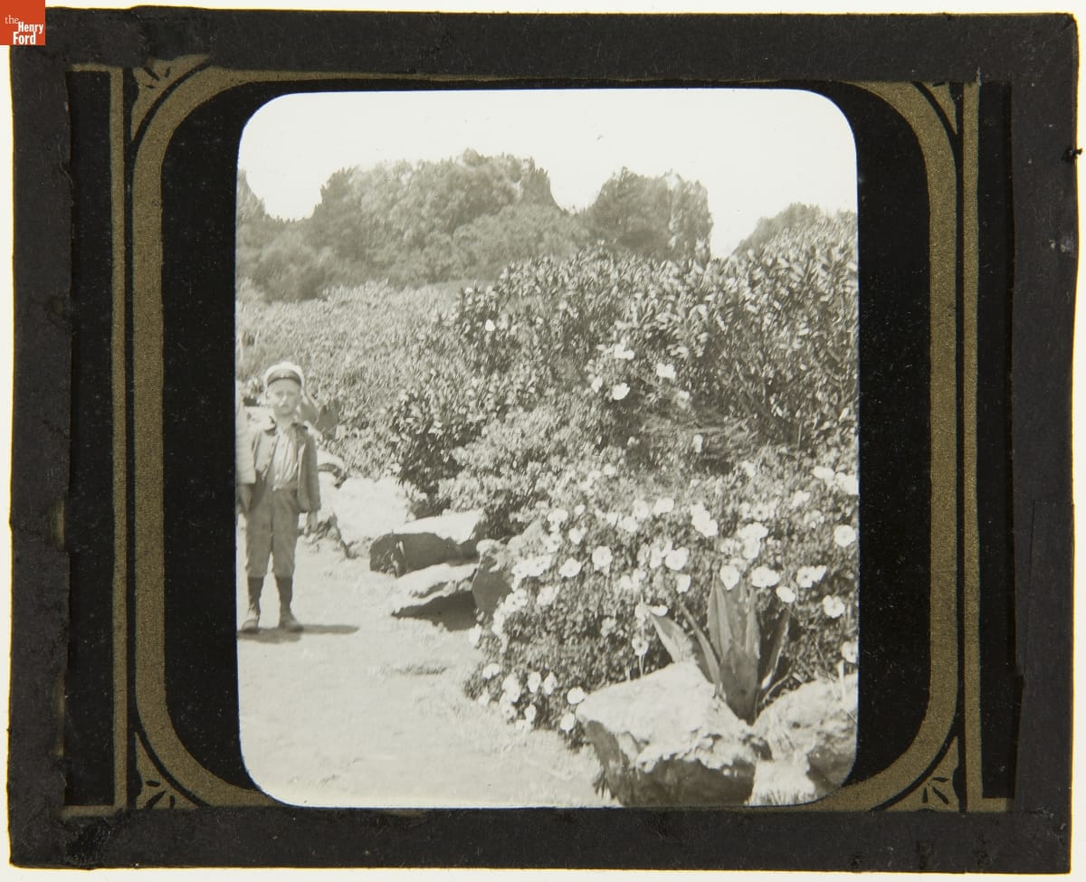 Boy near Flower Garden at Golden Gate Park, San Francisco, California, circa 1905